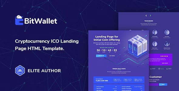 BitWallet – Cryptocurrency ICO Landing Page HTML Template